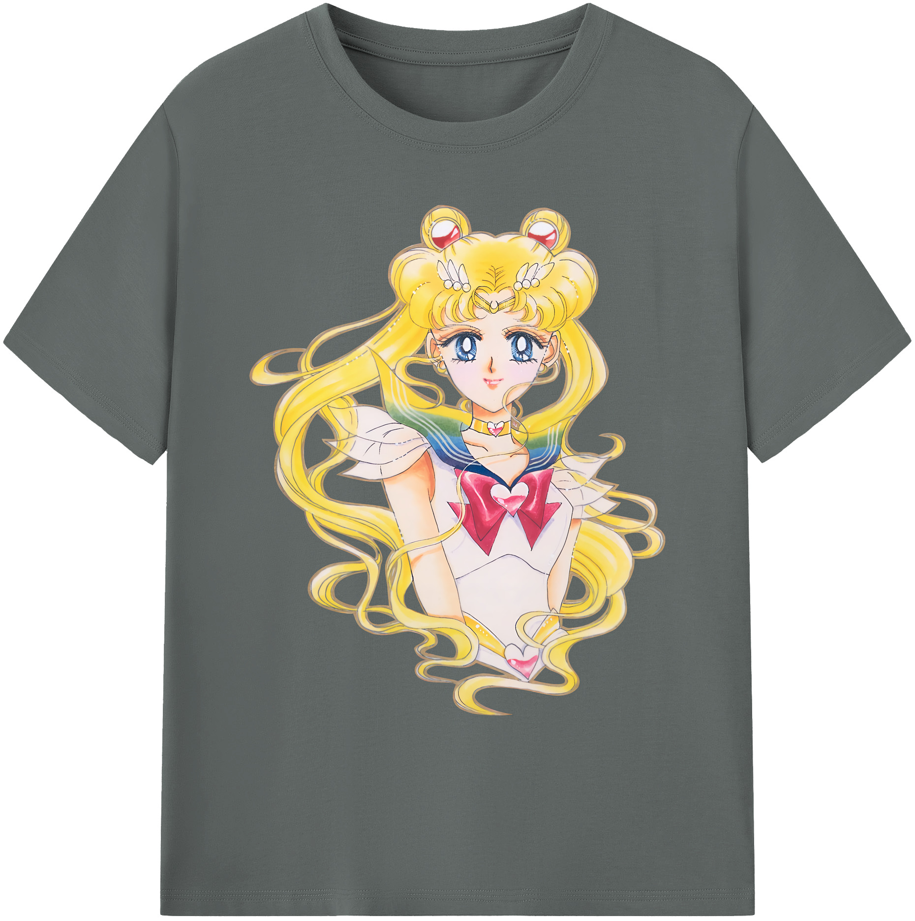 （画像用） 美少女戦士セーラームーン 月野 うさぎ つきの うさぎ Sailor Moon Tsukino Usagi 綿100％ メンズ半袖Tシャツ｜肌触りやわらか＆通気性